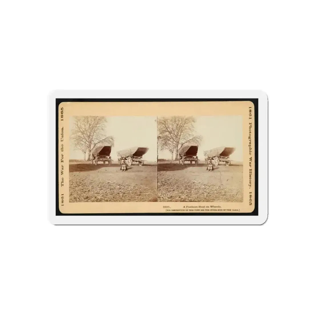 A Pontoon Boat On Wheels (U.S. Civil War) Refrigerator Magnet 3 Inch Die-Cut - The Sticker Space
