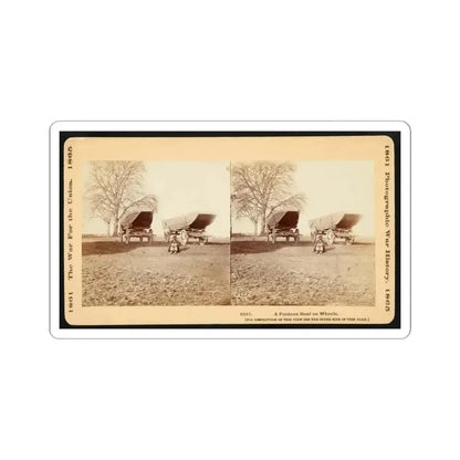 A Pontoon Boat on Wheels (U.S. Civil War) STICKER Vinyl Kiss-Cut Decal 3 Inch White - The Sticker Space