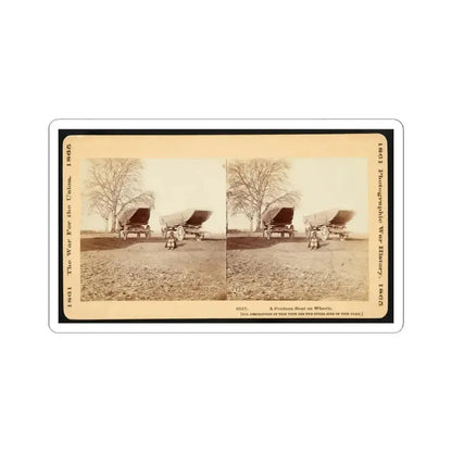 A Pontoon Boat on Wheels (U.S. Civil War) STICKER Vinyl Kiss-Cut Decal 4 Inch White - The Sticker Space