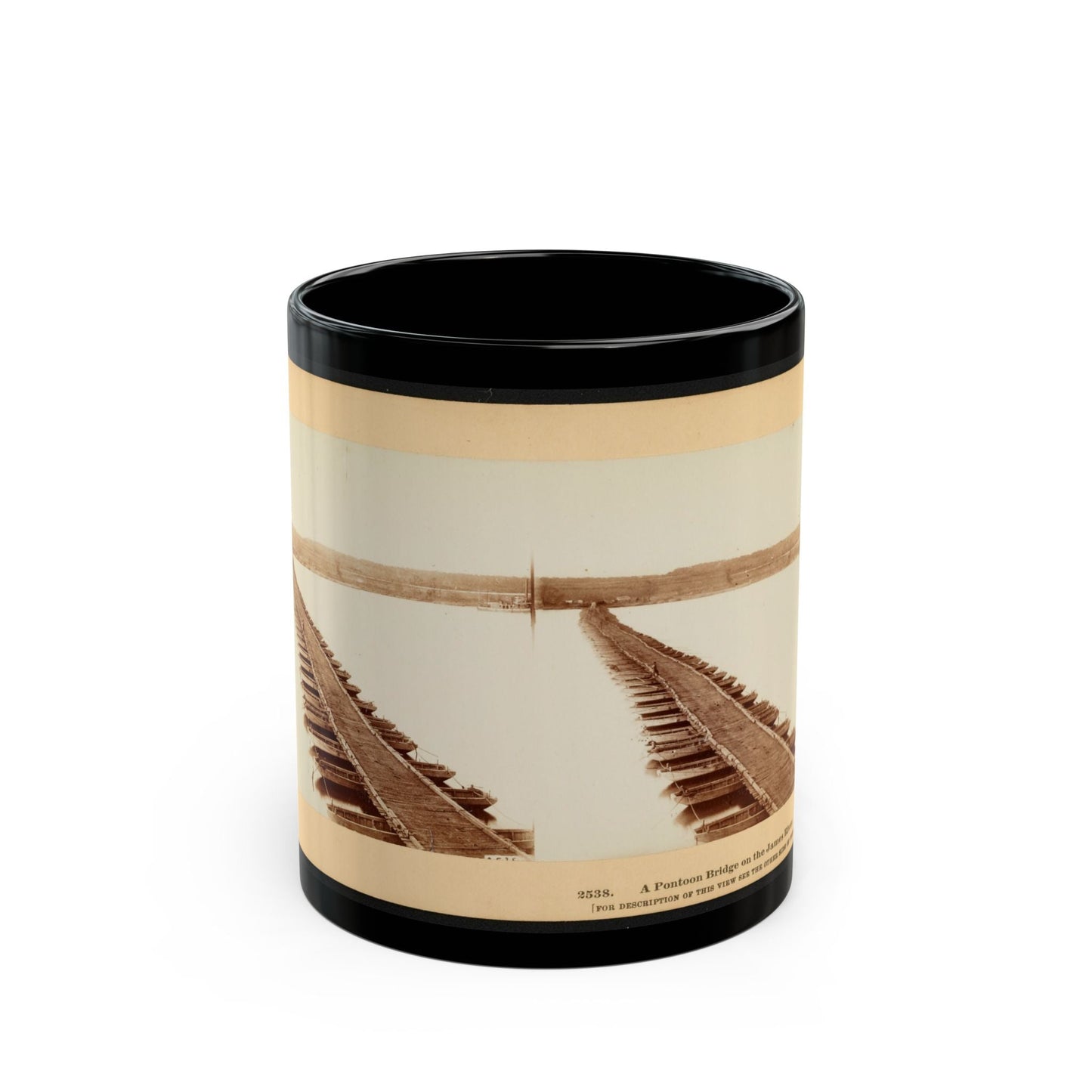 A Pontoon Bridge On The James River (U.S. Civil War) Black Coffee Mug