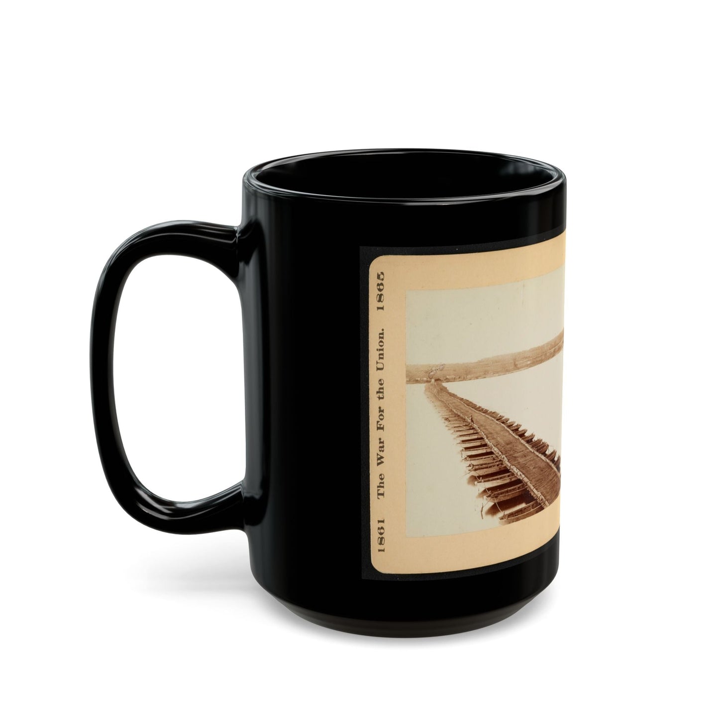 A Pontoon Bridge On The James River (U.S. Civil War) Black Coffee Mug