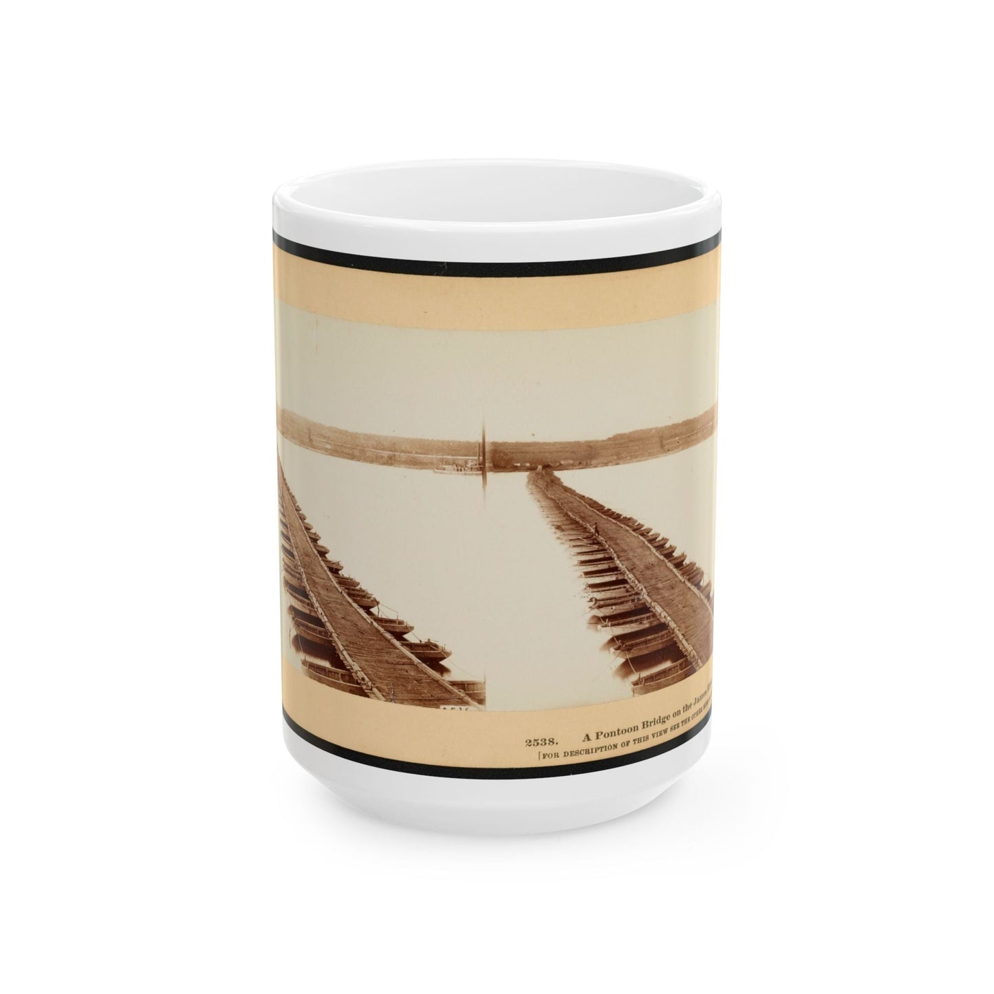 A Pontoon Bridge On The James River (U.S. Civil War) White Coffee Mug