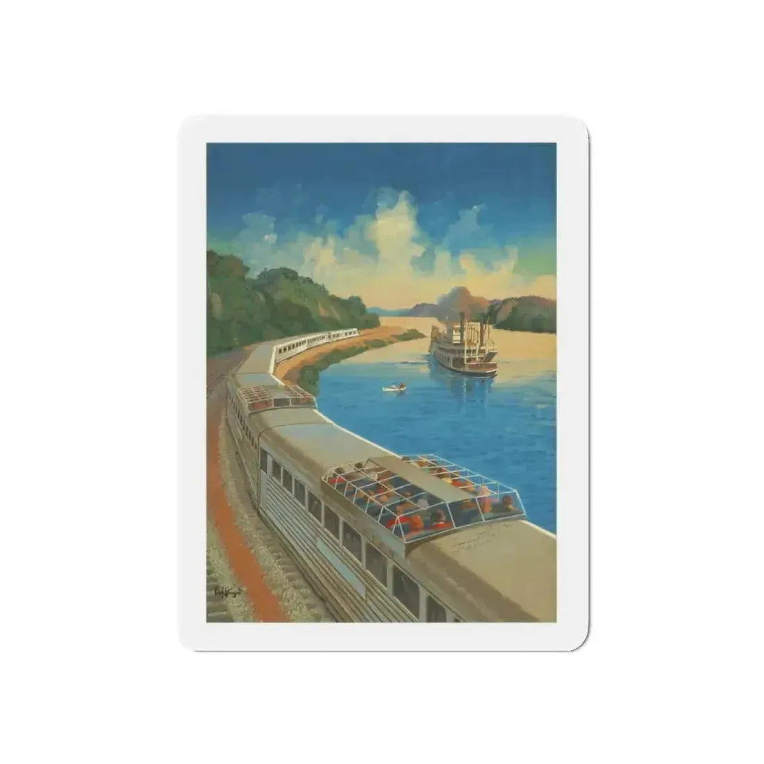 A rare Zephyr Train advertisement (Magazine Illustration) Refrigerator Magnet 3 Inch Die-Cut - The Sticker Space