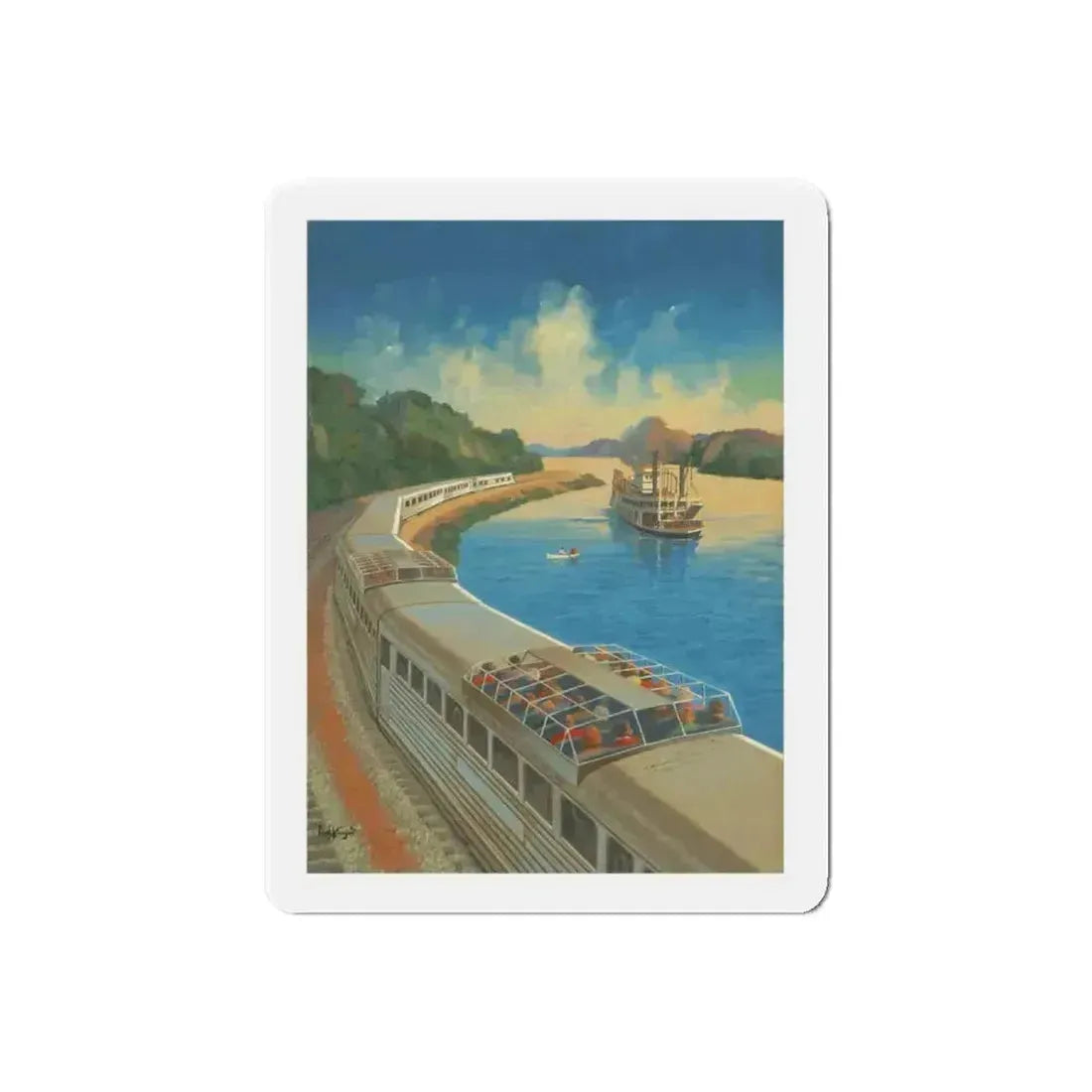 A rare Zephyr Train advertisement (Magazine Illustration) Refrigerator Magnet 6 Inch Die-Cut - The Sticker Space
