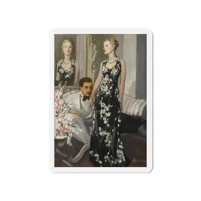 A Reflection of Beauty, magazine story illustration, circa 1930s (Magazine Illustration) Refrigerator Magnet 4 Inch - The Sticker Space