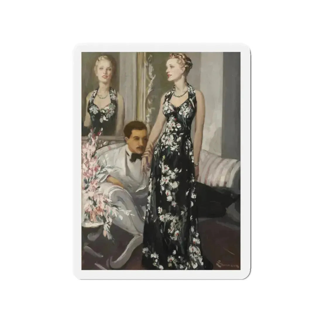 A Reflection of Beauty, magazine story illustration, circa 1930s (Magazine Illustration) Refrigerator Magnet - The Sticker Space