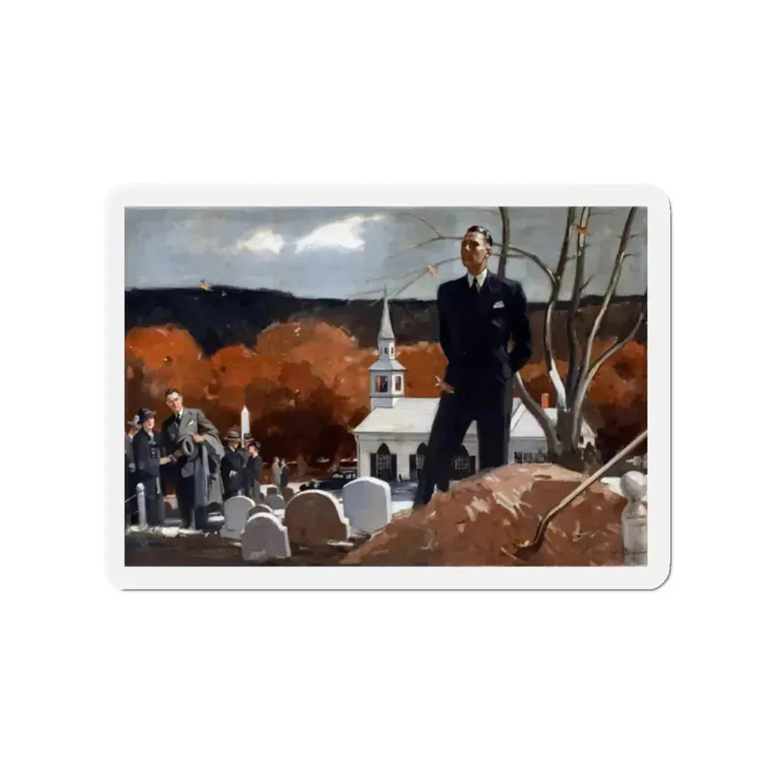 A Reflective Moment, 1936 (Magazine Illustration) Refrigerator Magnet 2 Inch - The Sticker Space