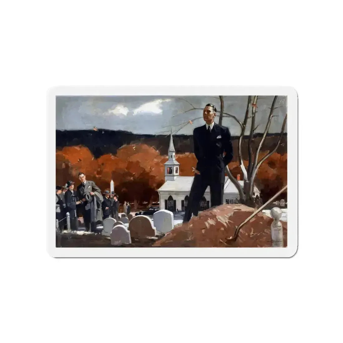 A Reflective Moment, 1936 (Magazine Illustration) Refrigerator Magnet 3 Inch - The Sticker Space