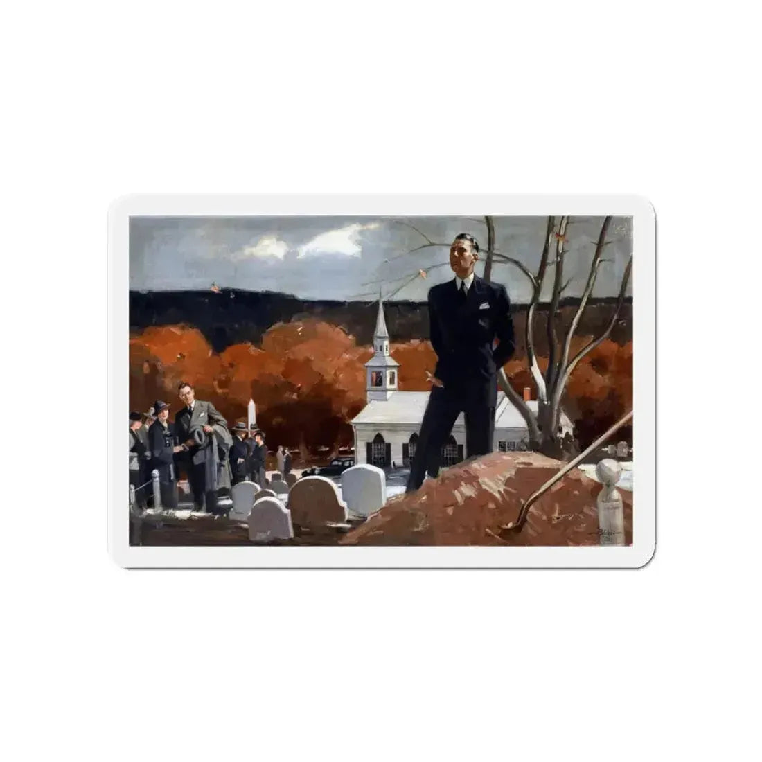 A Reflective Moment, 1936 (Magazine Illustration) Refrigerator Magnet - The Sticker Space