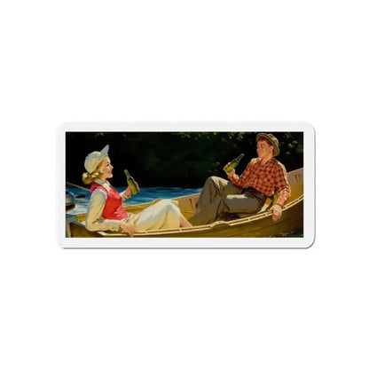 A Refreshing Break, beverage advertisement (Magazine Illustration) Refrigerator Magnet 3 Inch Die-Cut - The Sticker Space