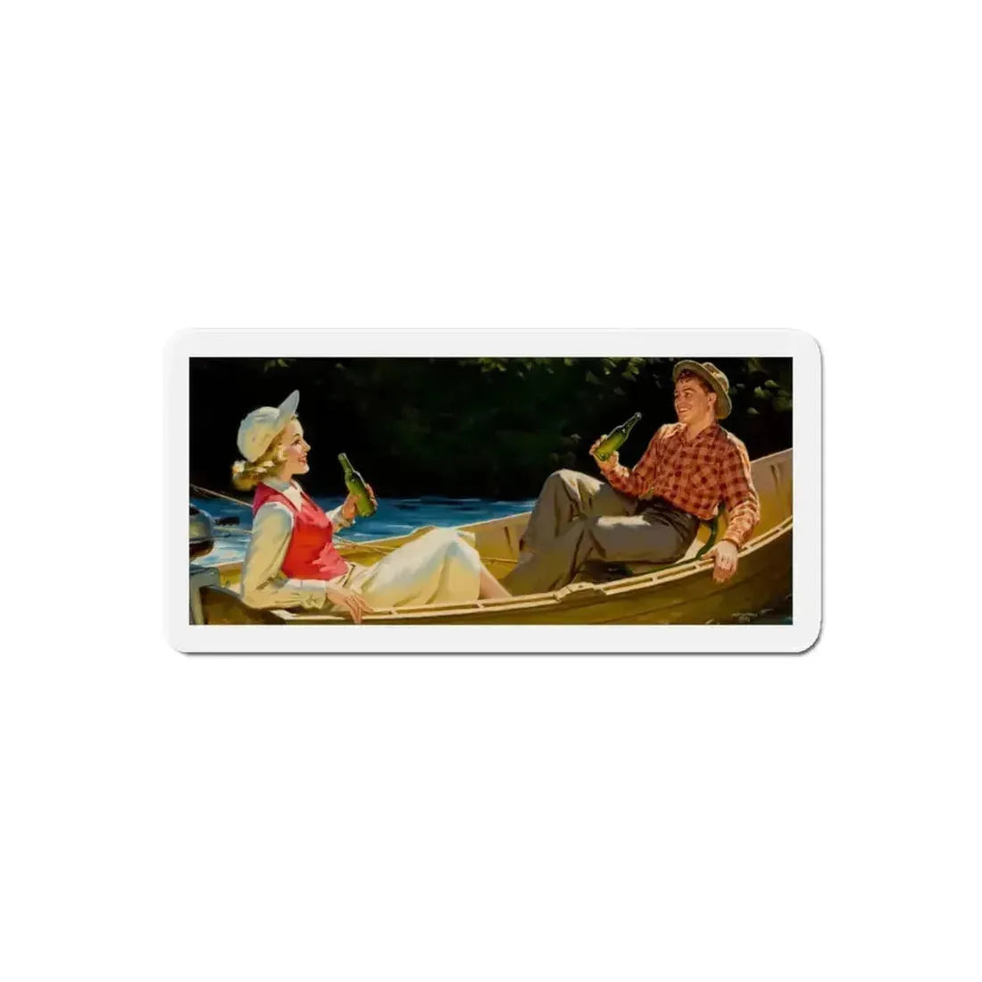 A Refreshing Break, beverage advertisement (Magazine Illustration) Refrigerator Magnet - The Sticker Space