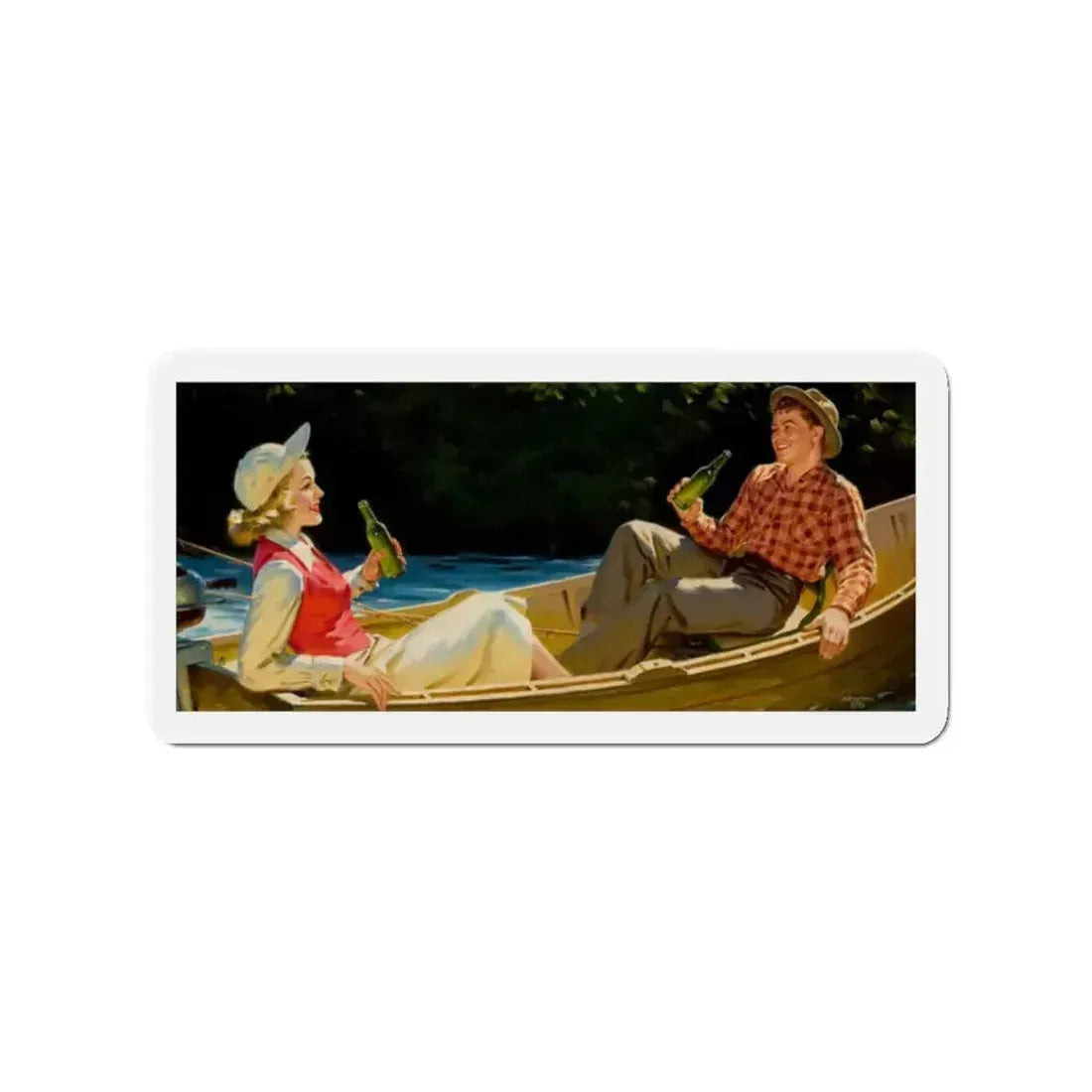 A Refreshing Break, beverage advertisement (Magazine Illustration) Refrigerator Magnet - The Sticker Space
