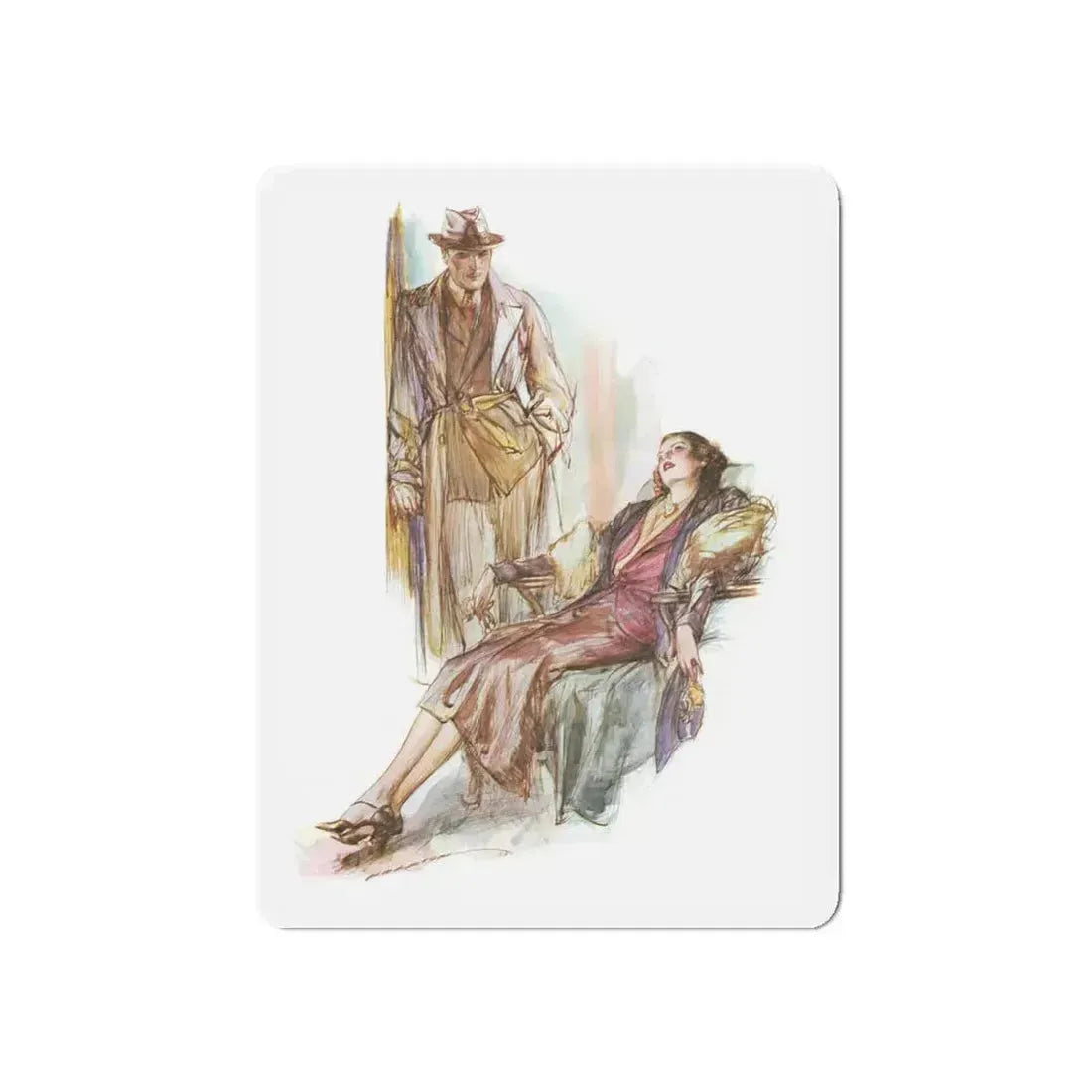 A Reverie in 1936 (Magazine Illustration) Refrigerator Magnet 6 Inch - The Sticker Space