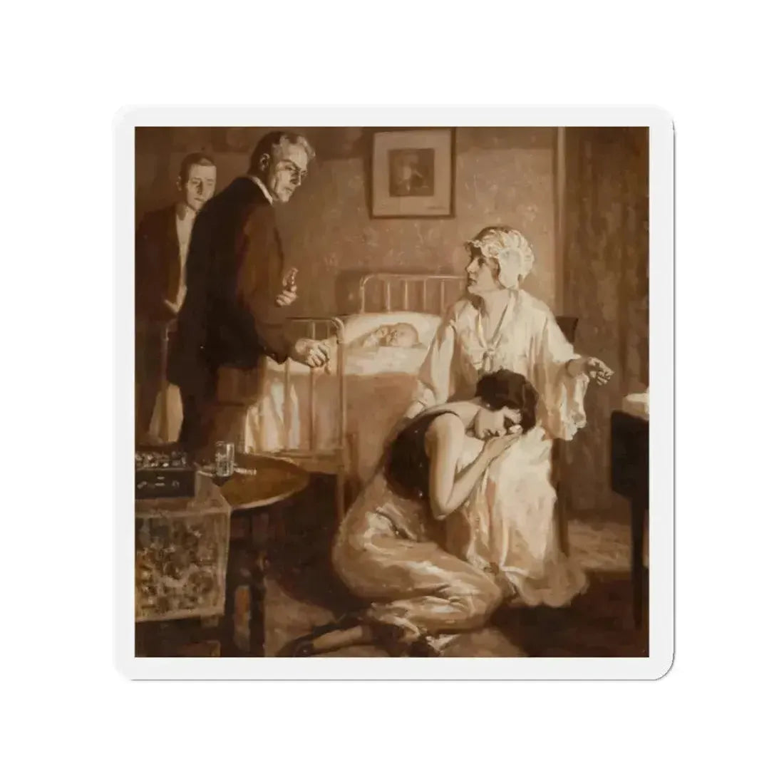 A Sad Time, interior story illustration (Magazine Illustration) Refrigerator Magnet 2 Inch Die-Cut - The Sticker Space