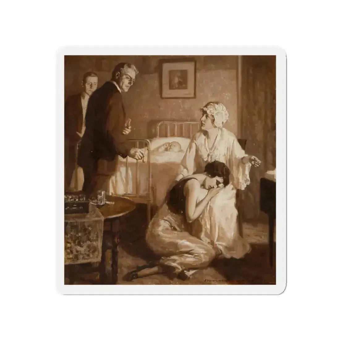 A Sad Time, interior story illustration (Magazine Illustration) Refrigerator Magnet 3 Inch Die-Cut - The Sticker Space