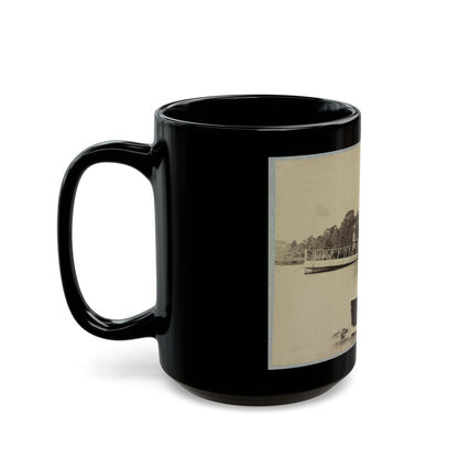 A Sailor Sits In A Small Boat In The Foreground With A Side Wheeler In The Rear (U.S. Civil War) Black Coffee Mug