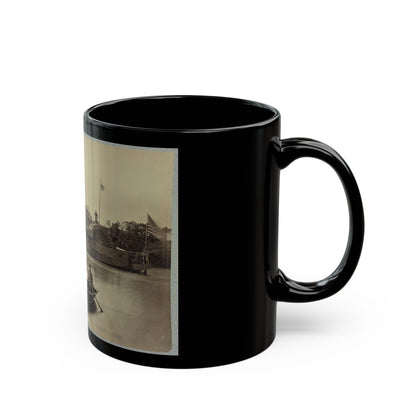 A Sailor Sits In A Small Boat In The Foreground With A Side Wheeler In The Rear (U.S. Civil War) Black Coffee Mug