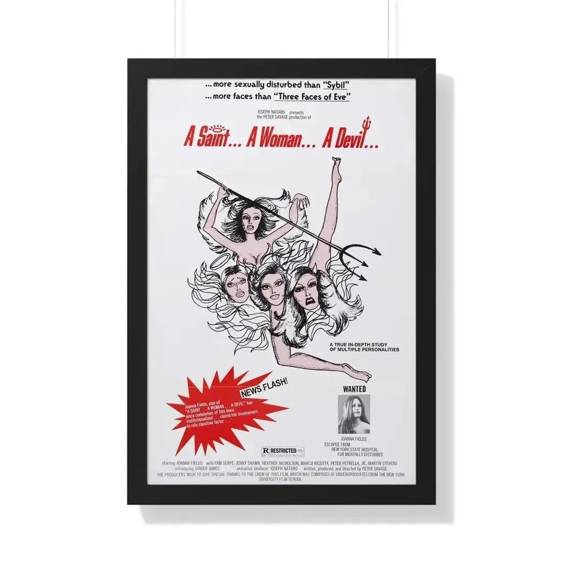 A SAINT... A WOMAN... A DEVIL 1977 - Framed Movie Poster 20" x 30" Black - The Sticker Space