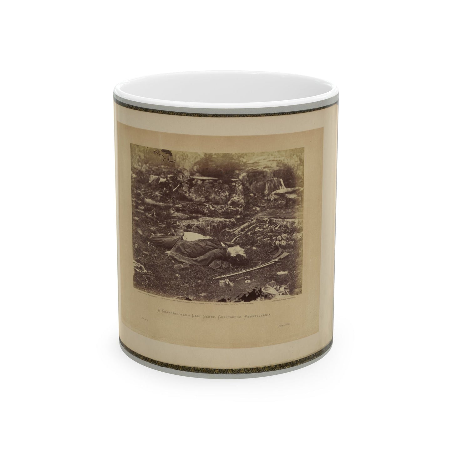 A Sharpshooter's Last Sleep, Gettysburg, Pennsylvania (U.S. Civil War) White Coffee Mug