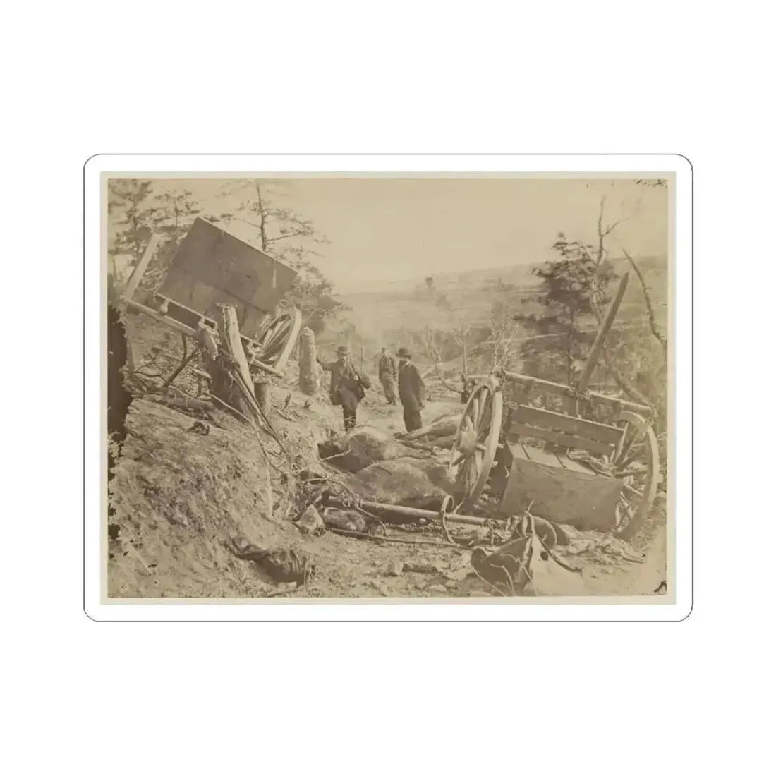 A Shattered Caisson, Fredericksburg, Va.(2) (U.S. Civil War) STICKER Vinyl Kiss-Cut Decal 4 Inch White - The Sticker Space