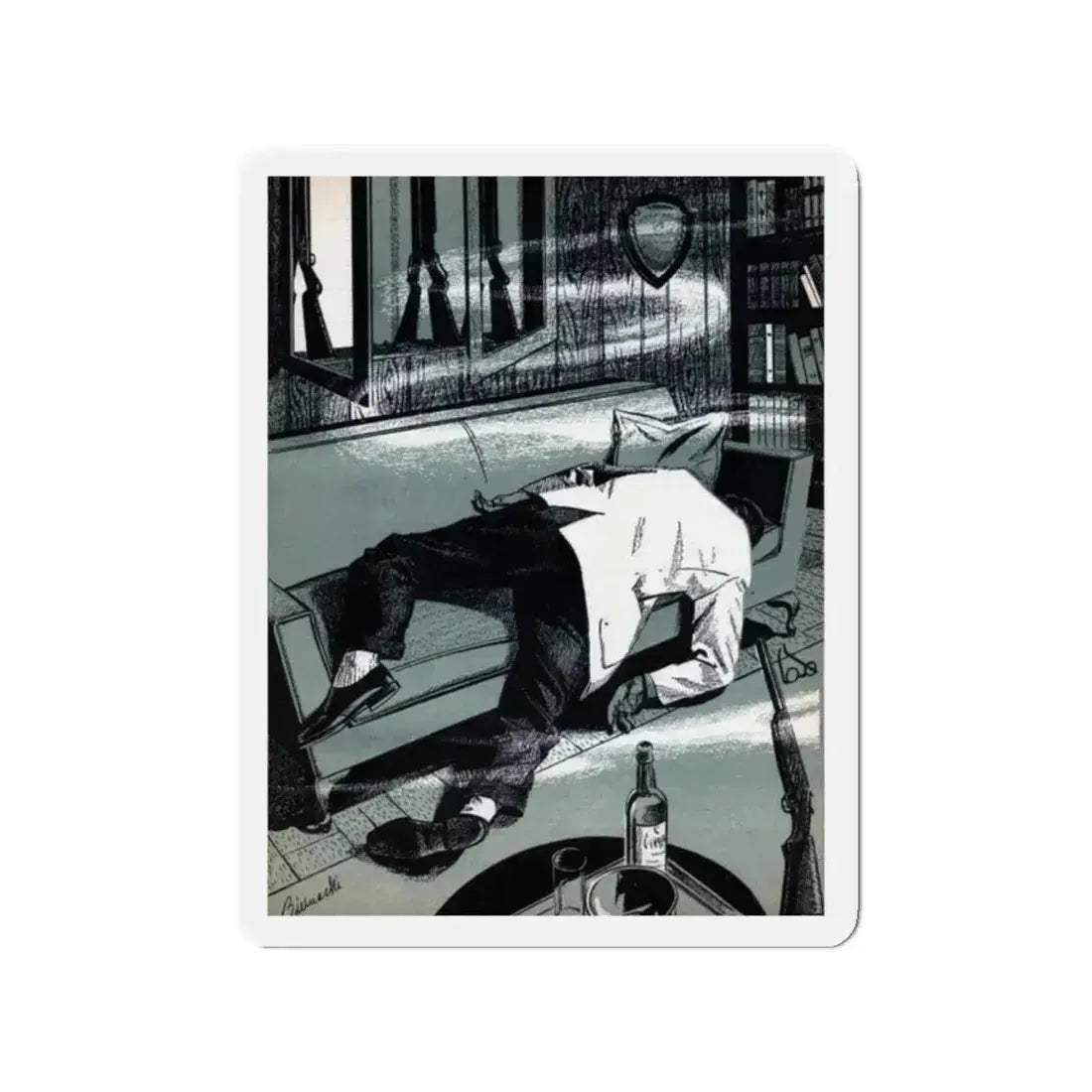 A Shot in the Dark, Bluebook Magazine, April 1956 (Magazine Illustration) Refrigerator Magnet 2 Inch - The Sticker Space