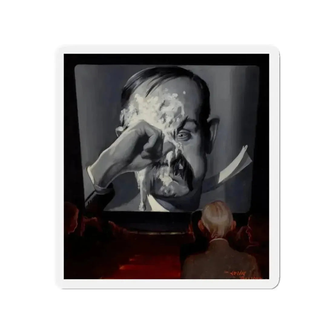 A Silent Comedy, probable magazine cover, 1927 (Magazine Illustration) Refrigerator Magnet 2 Inch - The Sticker Space