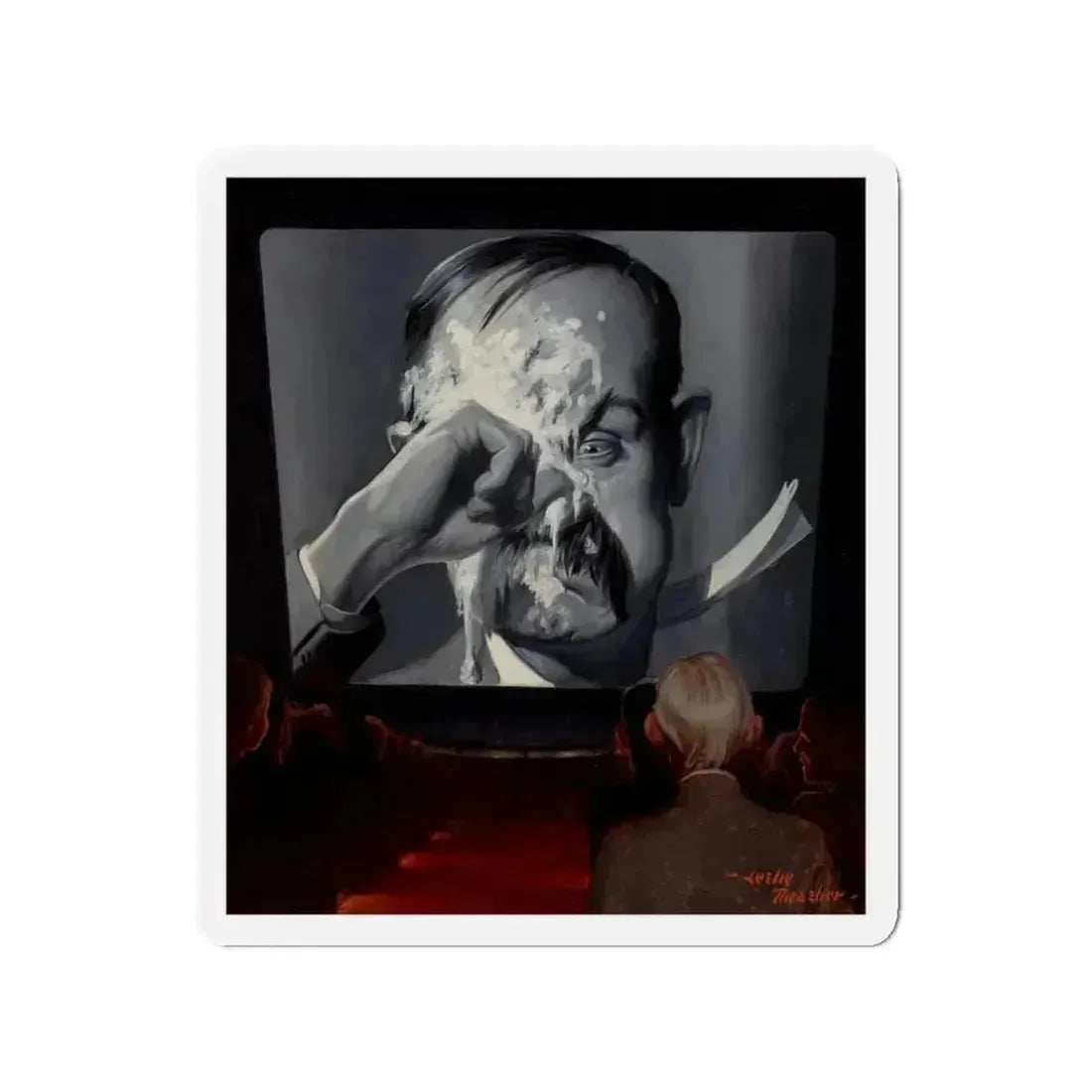 A Silent Comedy, probable magazine cover, 1927 (Magazine Illustration) Refrigerator Magnet 3 Inch - The Sticker Space