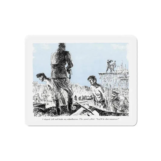 A Slave Escapes from Atomgrad (1), Blue Book Magazine, March 1950 (Magazine Illustration) Refrigerator Magnet 6 Inch - The Sticker Space