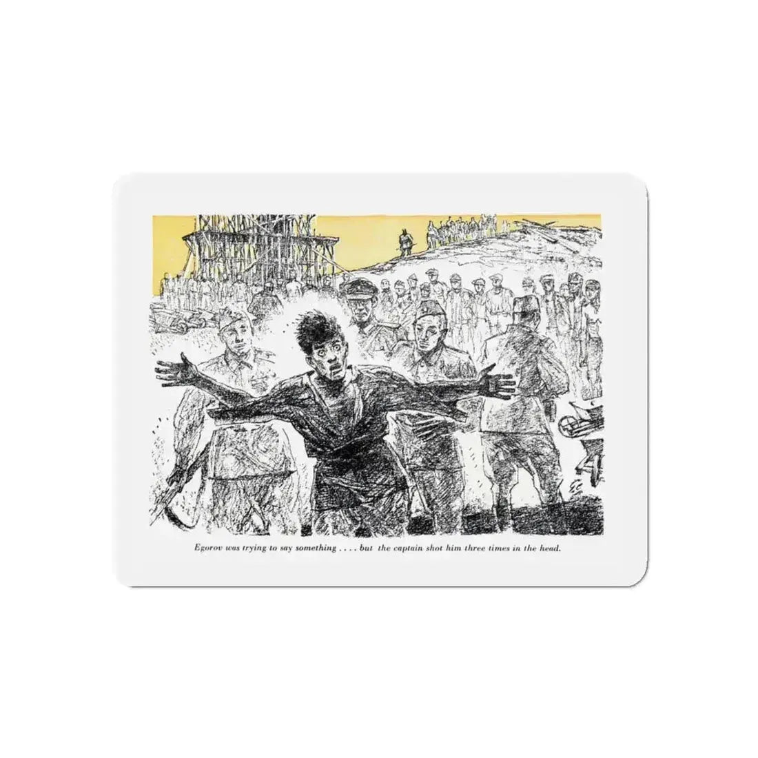 A Slave Escapes from Atomgrad (2), Blue Book Magazine, March 1950 (Magazine Illustration) Refrigerator Magnet 5 Inch - The Sticker Space