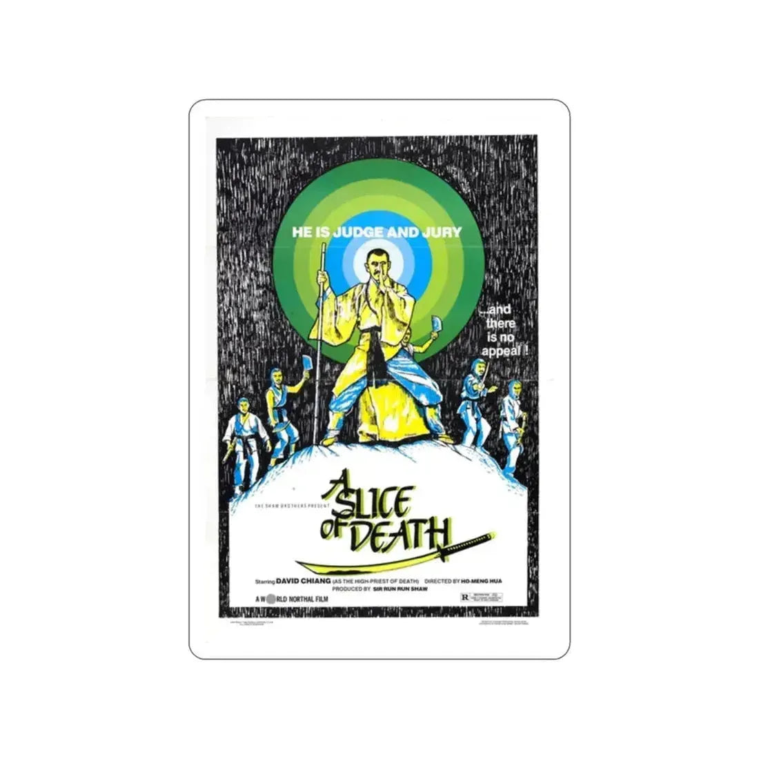 A SLICE OF DEATH 1979 Movie Poster STICKER Vinyl Die-Cut Decal - The Sticker Space