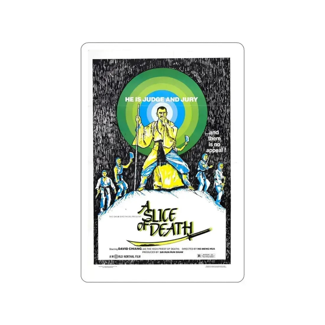 A SLICE OF DEATH 1979 Movie Poster STICKER Vinyl Die-Cut Decal - The Sticker Space