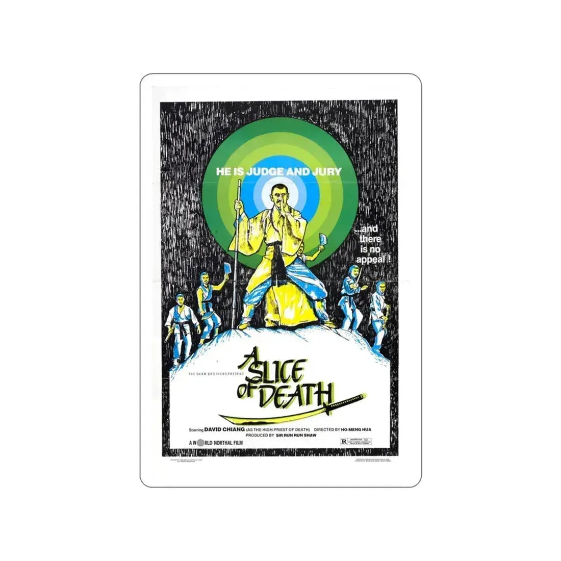 A SLICE OF DEATH 1979 Movie Poster STICKER Vinyl Die-Cut Decal - The Sticker Space