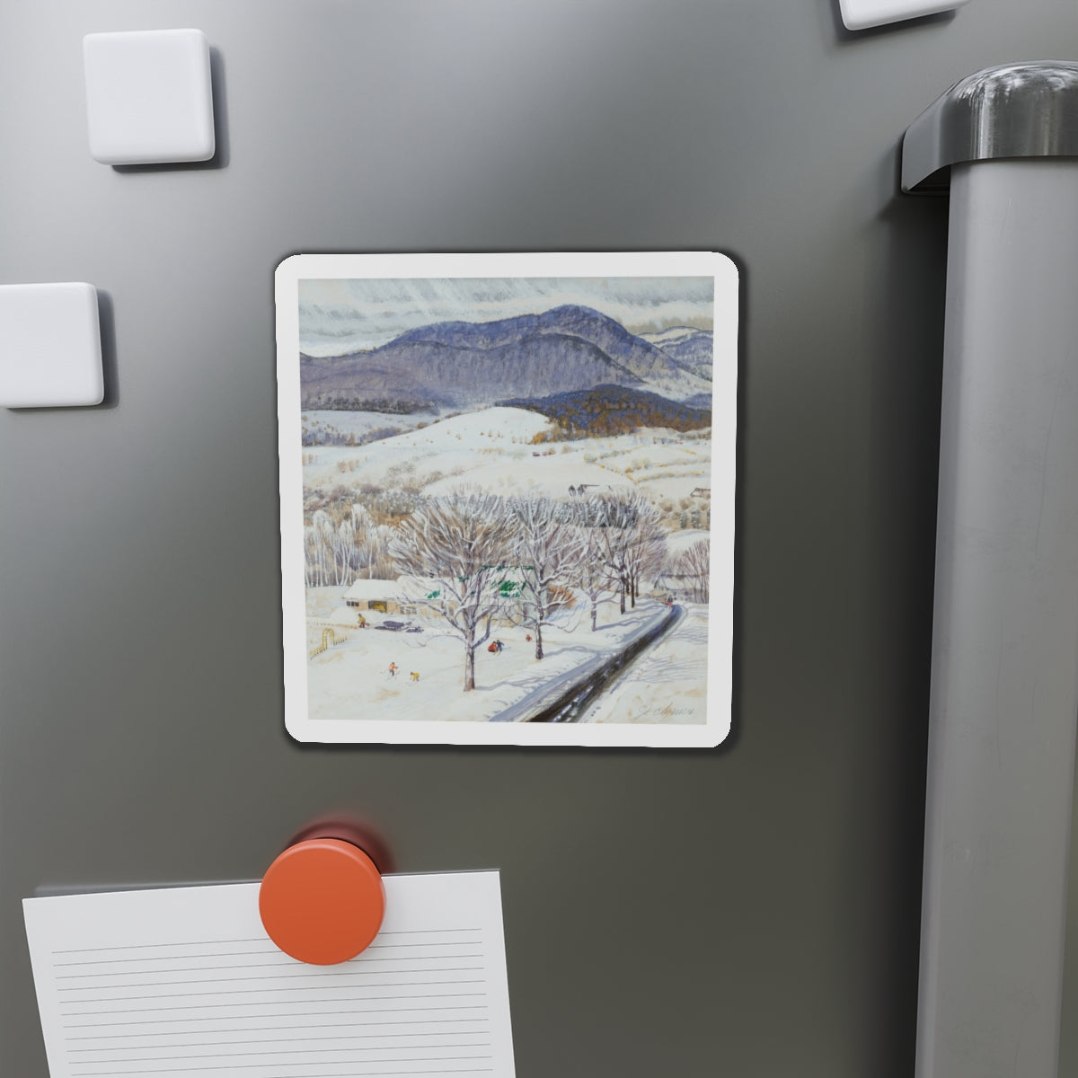 A Snowy Day, study (Magazine Illustration) Refrigerator Magnet-The Sticker Space