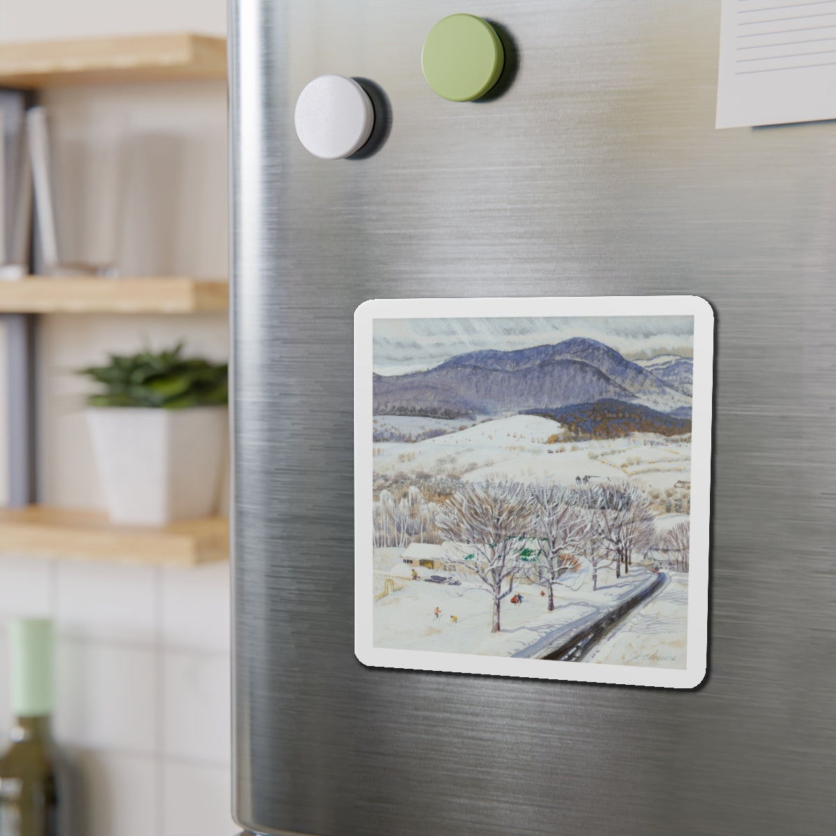 A Snowy Day, study (Magazine Illustration) Refrigerator Magnet-The Sticker Space