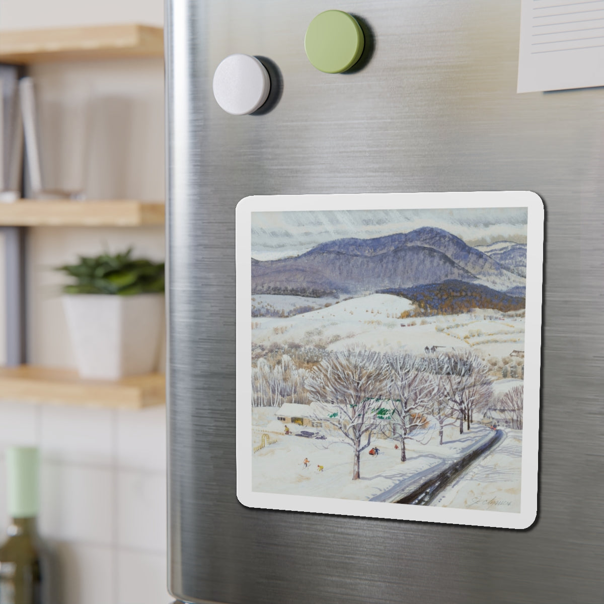 A Snowy Day, study (Magazine Illustration) Refrigerator Magnet-The Sticker Space