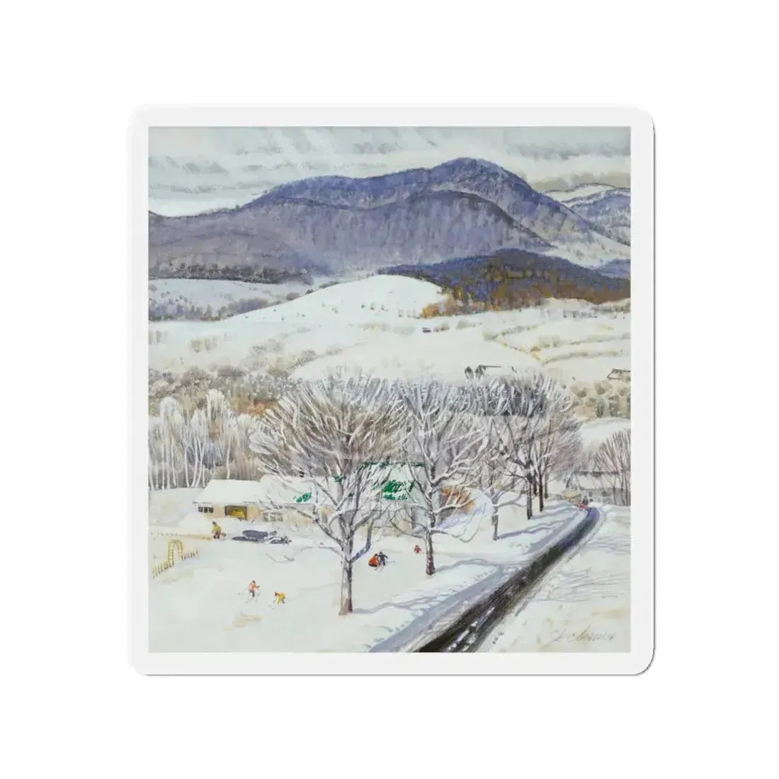 A Snowy Day, study (Magazine Illustration) Refrigerator Magnet - The Sticker Space