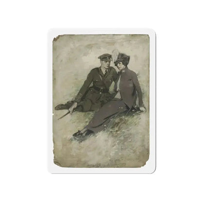 A Soldier and His Girl, magazine story illustration (Magazine Illustration) Refrigerator Magnet - The Sticker Space