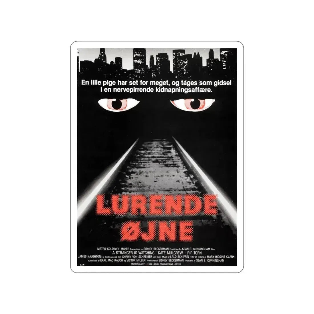 A STRANGER IS WATCHING (DANISH) 1982 Movie Poster STICKER Vinyl Die-Cut Decal - The Sticker Space
