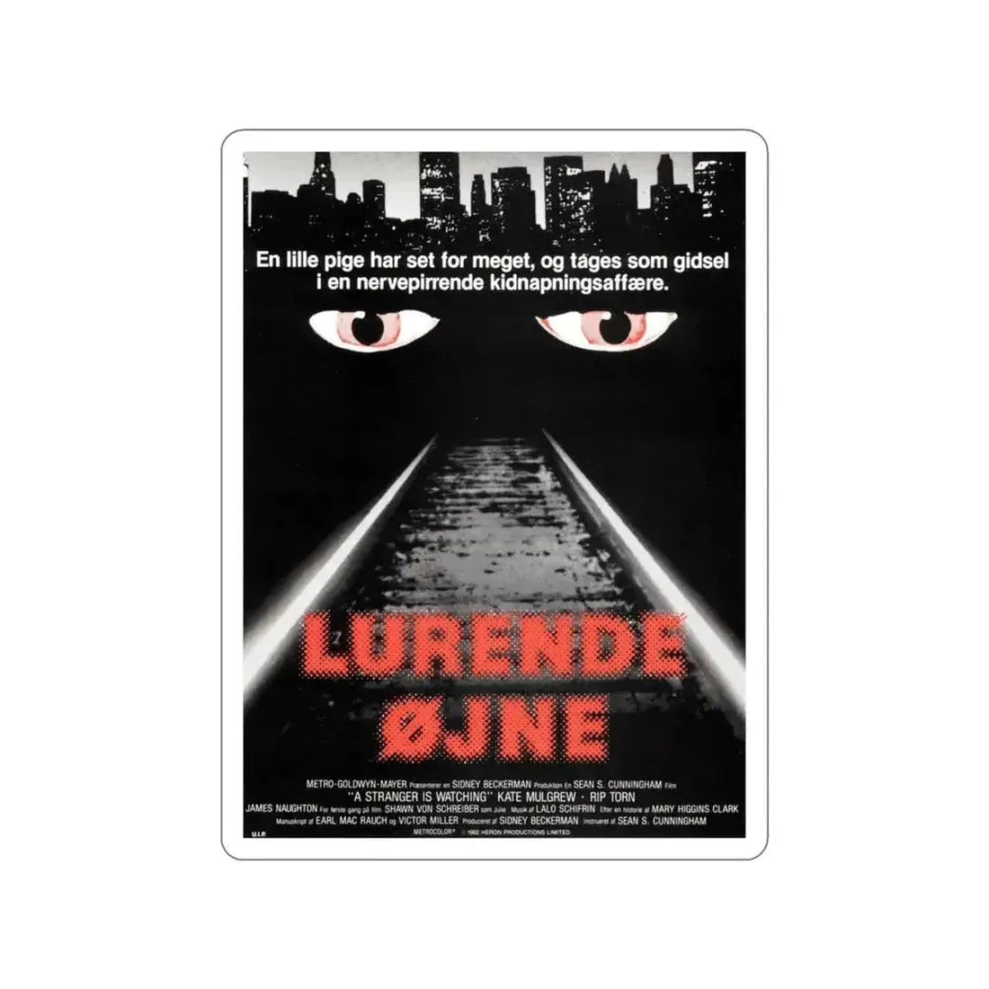 A STRANGER IS WATCHING (DANISH) 1982 Movie Poster STICKER Vinyl Die-Cut Decal - The Sticker Space