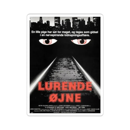 A STRANGER IS WATCHING (DANISH) 1982 Movie Poster - STICKER Vinyl Kiss-Cut Decal 2 Inch White - The Sticker Space