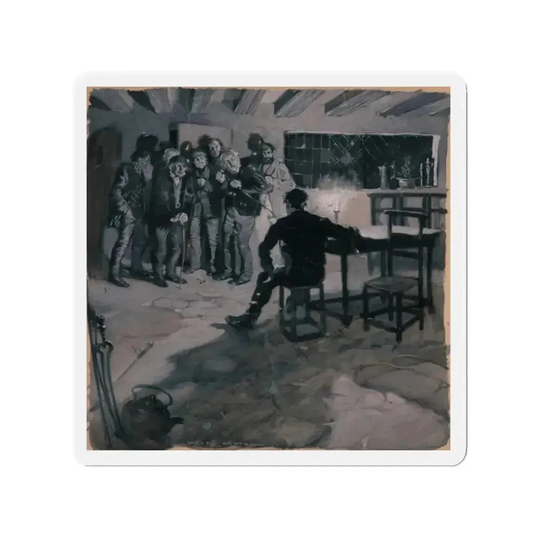 A Surprise Visit, probable magazine story illustration (Magazine Illustration) Refrigerator Magnet 2 Inch - The Sticker Space