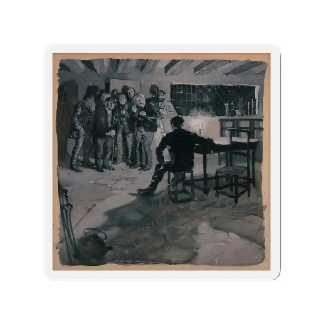 A Surprise Visit, probable magazine story illustration (Magazine Illustration) Refrigerator Magnet 3 Inch - The Sticker Space