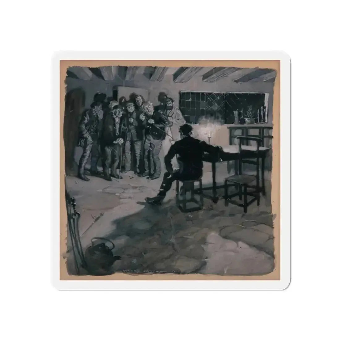 A Surprise Visit, probable magazine story illustration (Magazine Illustration) Refrigerator Magnet 5 Inch - The Sticker Space