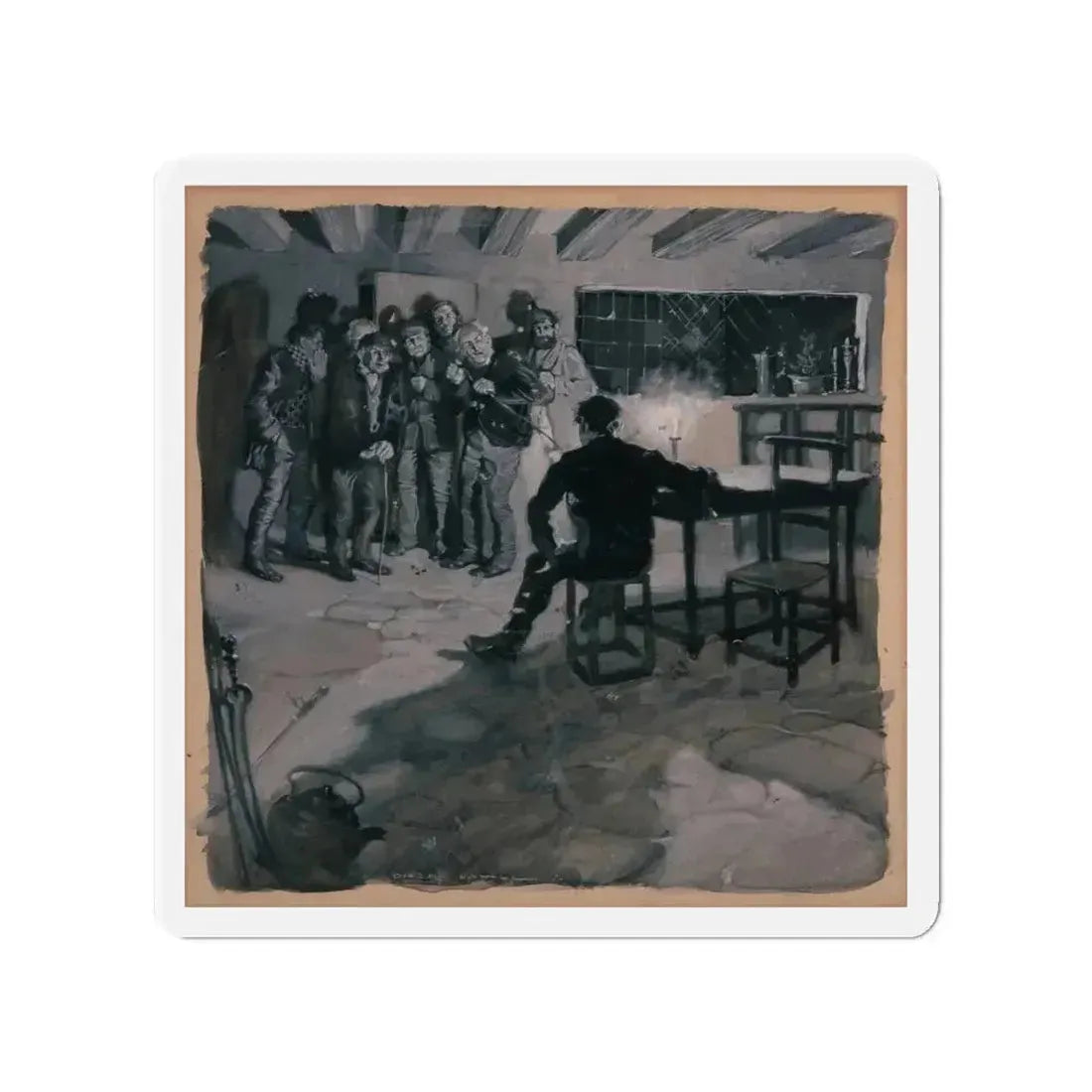 A Surprise Visit, probable magazine story illustration (Magazine Illustration) Refrigerator Magnet - The Sticker Space