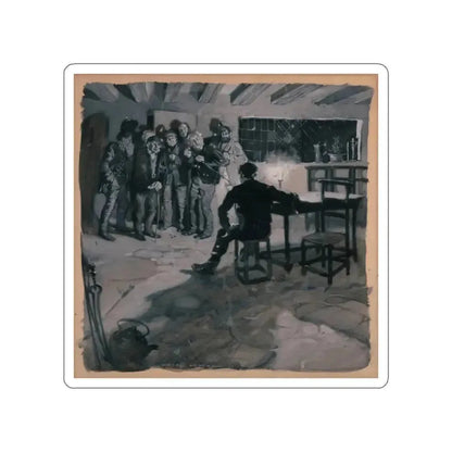 A Surprise Visit, probable magazine story illustration (Magazine Illustration) STICKER Vinyl Die-Cut Decal White Die-Cut 2 Inch - The Sticker Space