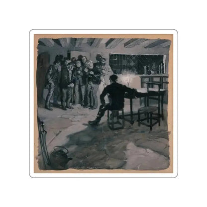 A Surprise Visit, probable magazine story illustration (Magazine Illustration) STICKER Vinyl Die-Cut Decal White Die-Cut 6 Inch - The Sticker Space