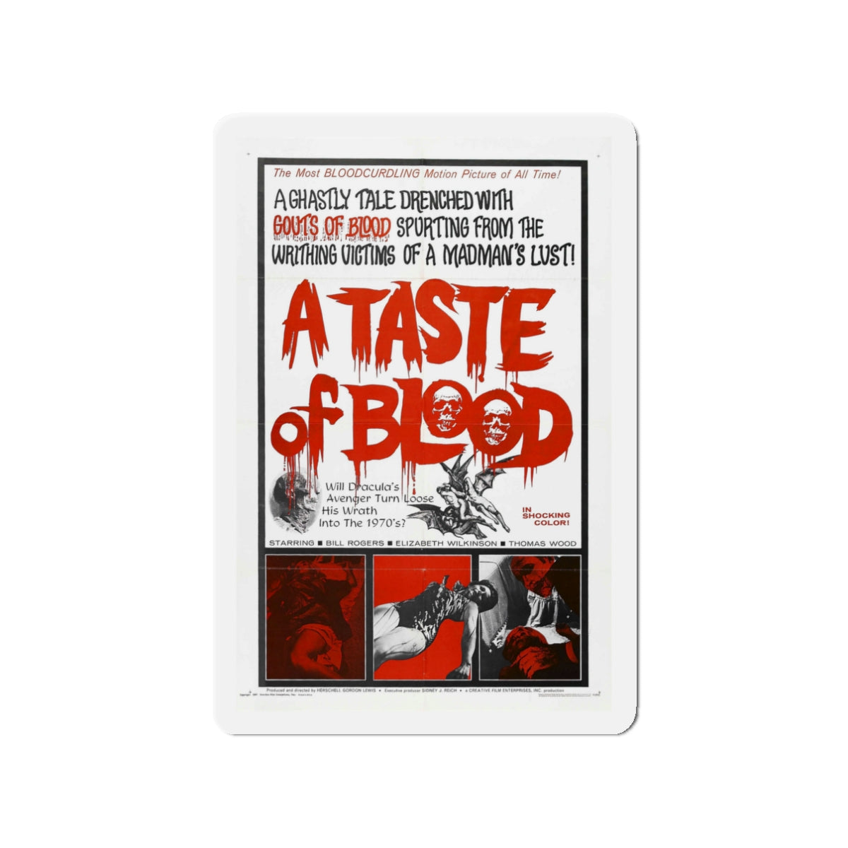 A TASTE OF BLOOD 1967 Movie Poster - Die-Cut Magnet-3" x 3"-The Sticker Space