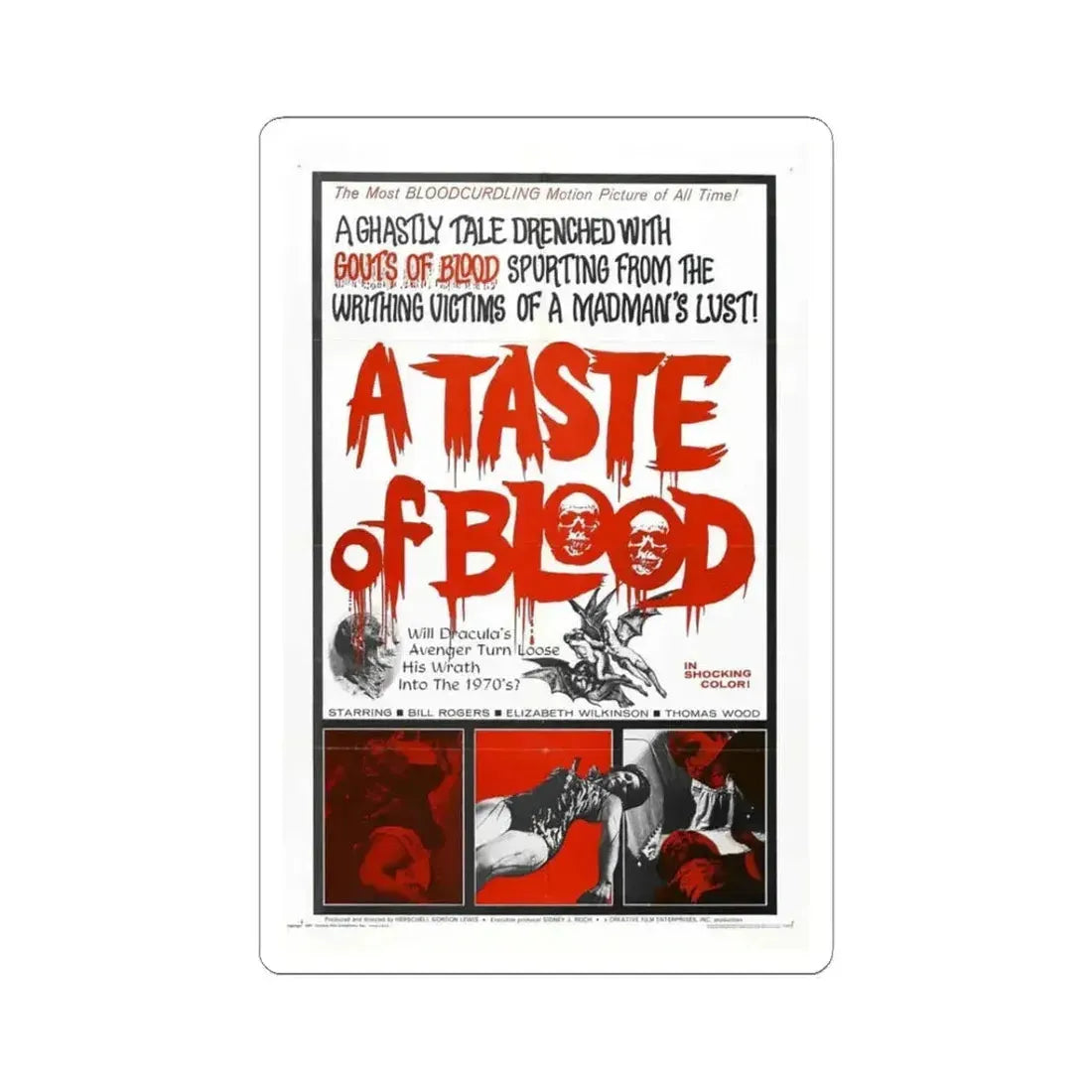 A TASTE OF BLOOD 1967 Movie Poster - STICKER Vinyl Kiss-Cut Decal 3 Inch White - The Sticker Space