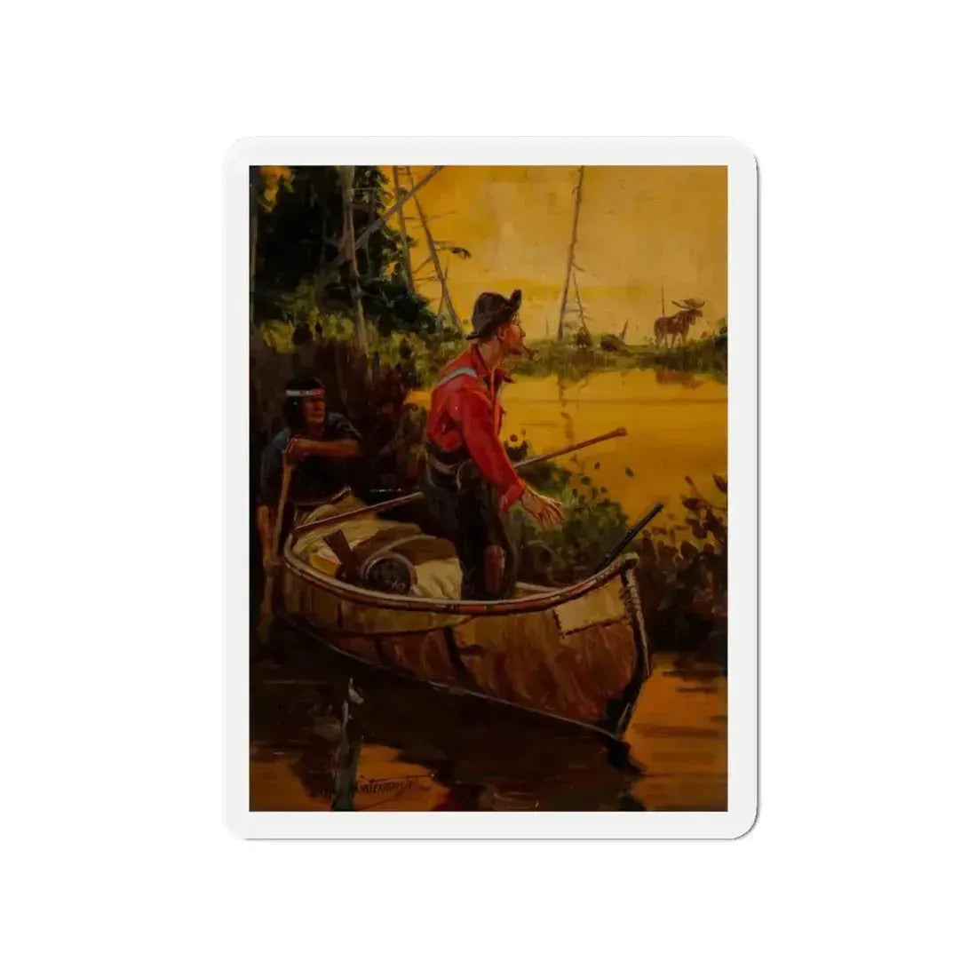 A Tense Moment, probable Field and Stream magazine cover (Magazine Illustration) Refrigerator Magnet - The Sticker Space