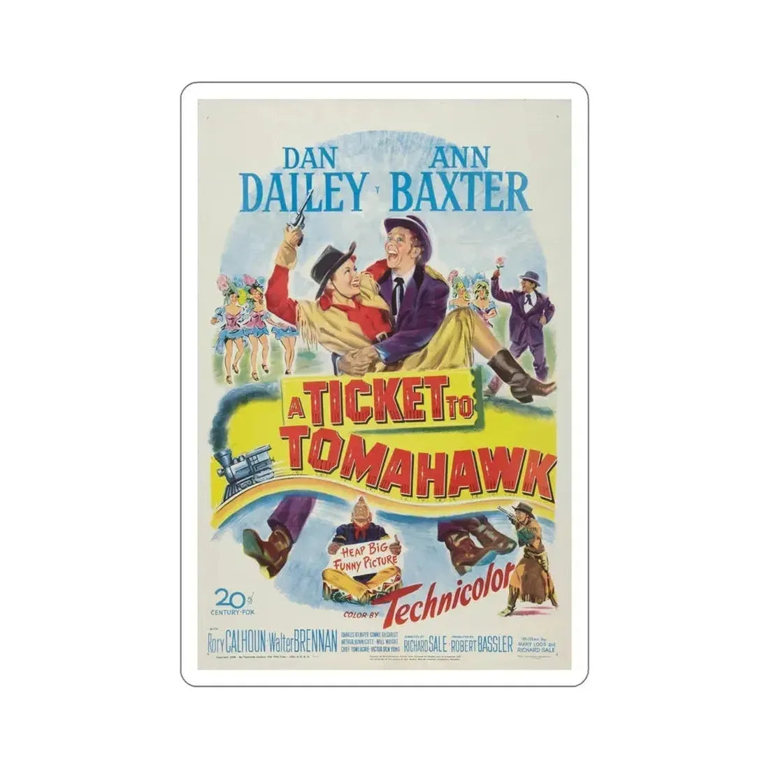 A Ticket to Tomahawk 1950 Movie Poster STICKER Vinyl Die-Cut Decal 5 Inch - The Sticker Space